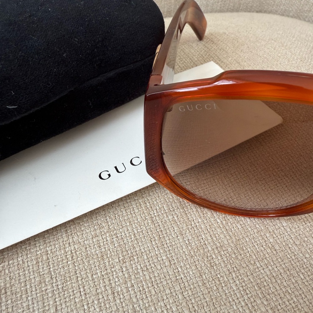Acetate Oversized Interlocking GG0151S Sunglasses Tortoise Like New - Picture 4 of 16